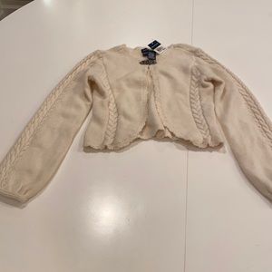 Ralph Lauren girls size large 12/14 cream wool blend sweater NWT
